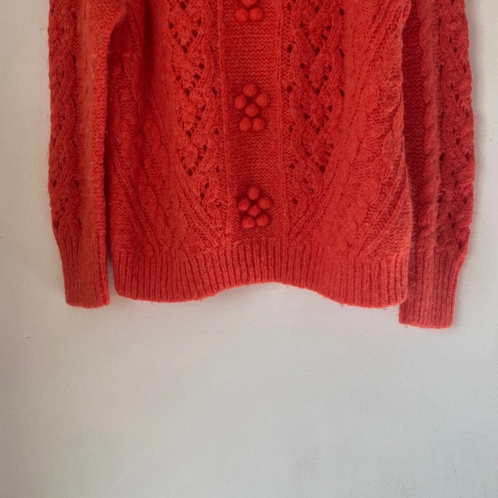 J. Crew M Cable-Knit Pointelle Sweater